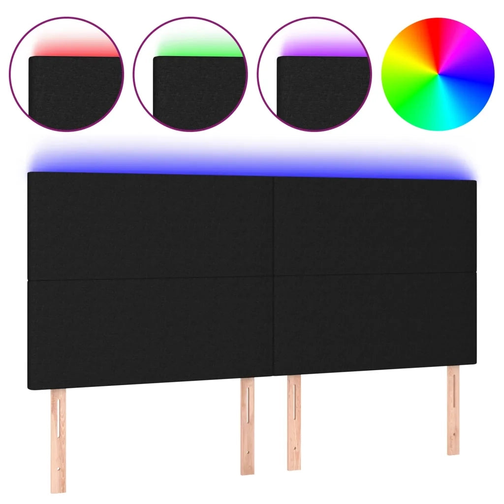 Testiera | Testata a LED nero 200x5x118/128cm in Tessuto