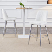 SGABELLO DA BAR Set da 2 pezzi 100 cm PU Bianco Metallo Argento
