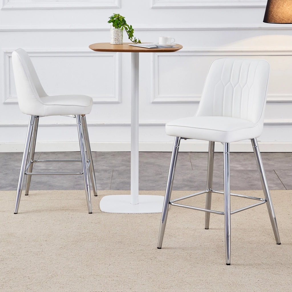 SGABELLO DA BAR Set da 2 pezzi 100 cm PU Bianco Metallo Argento