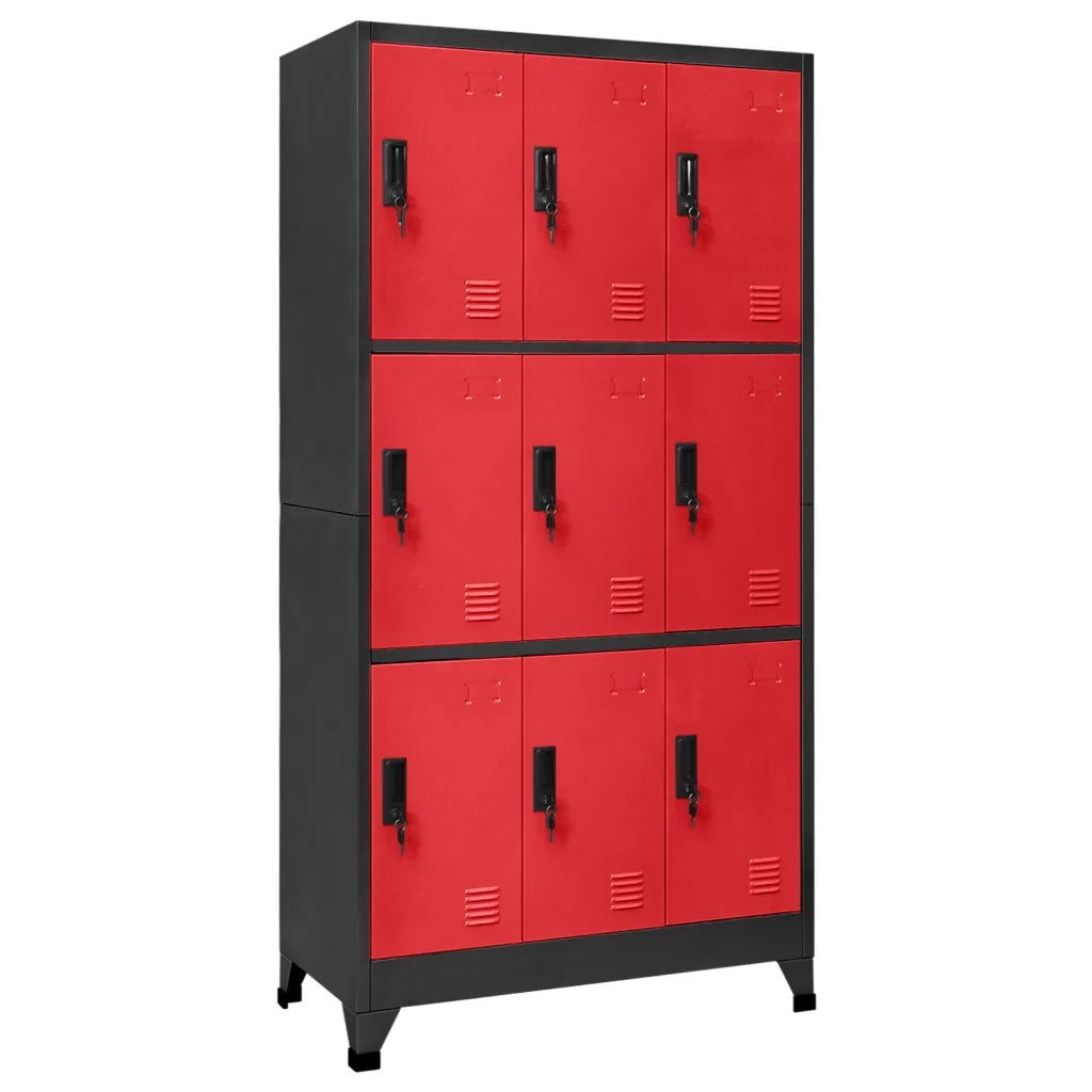 Armadietto a casetti moderno di design 90 x 45 x 180 cm chiudibile a chiave atmosfera contemporanea in acciaio antracite 02_0047021