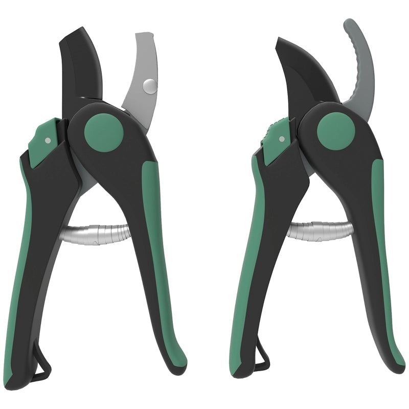 Set di attrezzi da giardino, 2 pezzi, attrezzi da giardino in metallo, attrezzi da giardinaggio con cesoie bypass e cesoie a incudine, set da