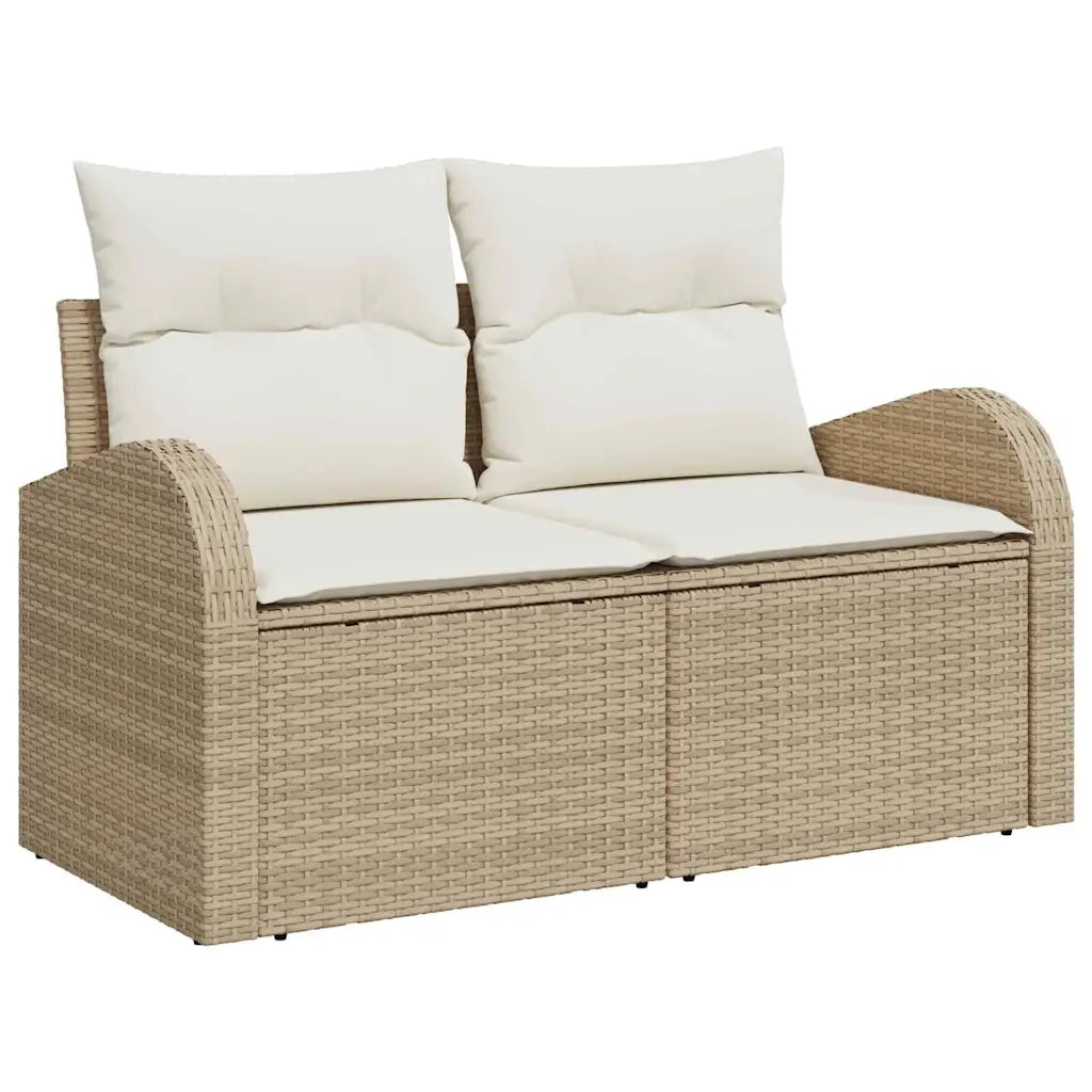 Set di divani con cuscino 4 pcs Beige e Bianco polyrattan