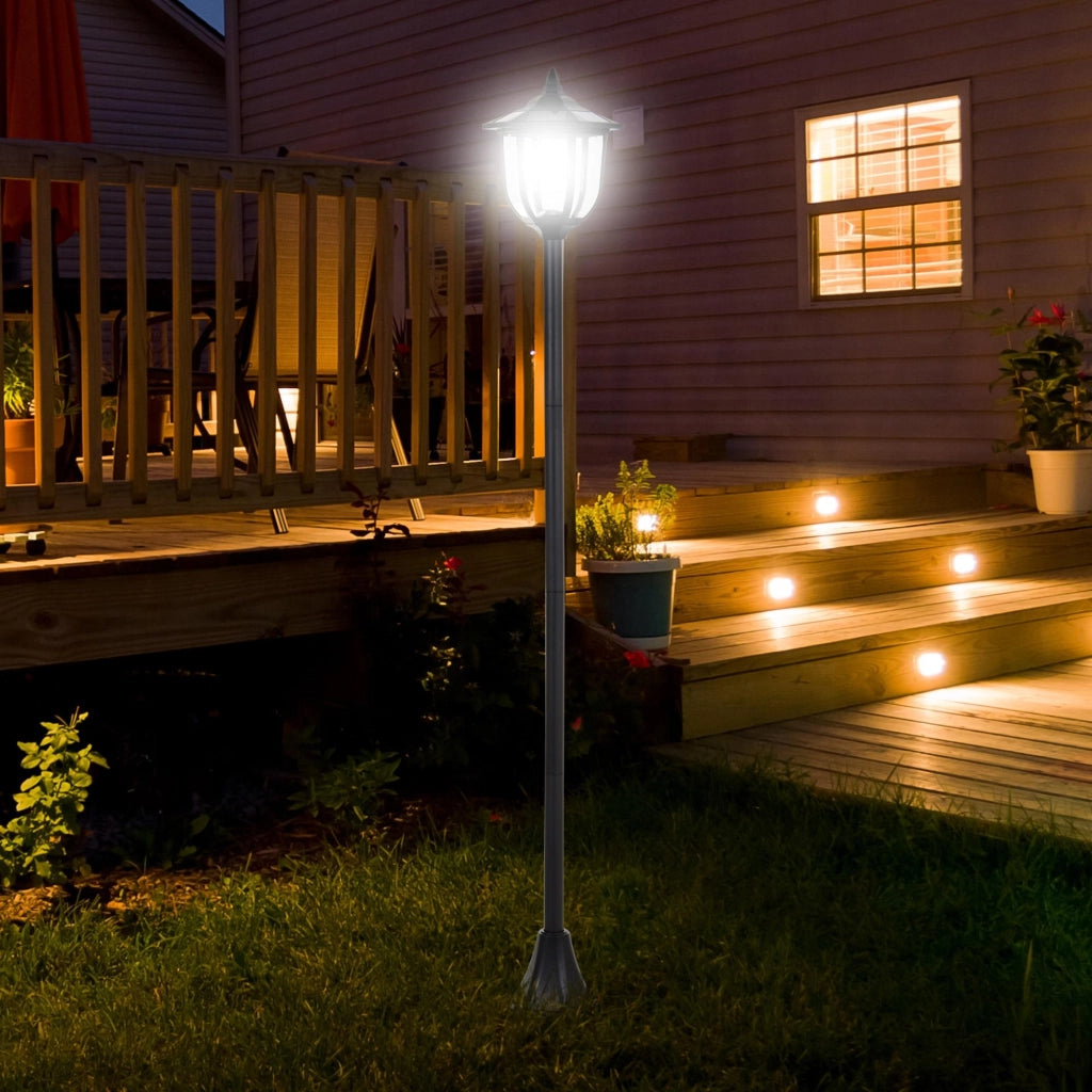 Lanterna Solare LED da Giardino ¨C Xylo ¨C Plastica Nera 177cm per Esterno e Interno