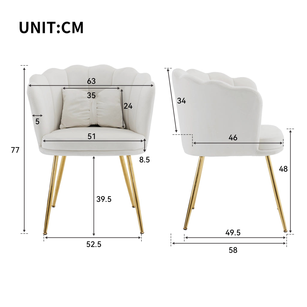 Poltrona con schienale a petalo in velluto beige