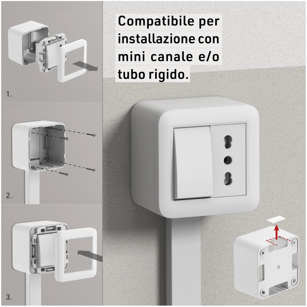 CONTENITORE 'FIXA' deviatore 10A presa bipasso - col.bianco - ELECTRALINE