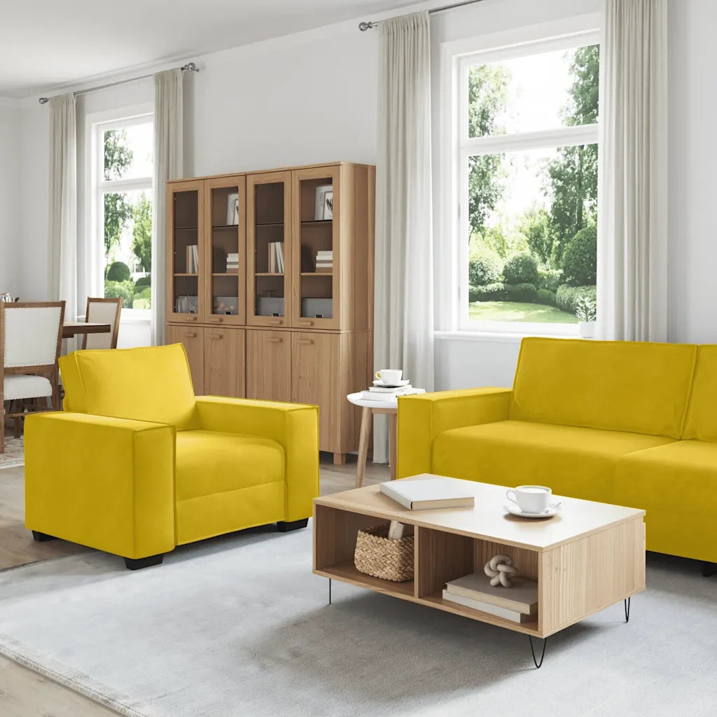 Set di Divani 3 pz con Cuscini giallo in Velluto 3324624