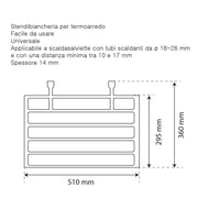 Stendibiancheria termoarredo universale in plastica bianca rigida set 2 pezzi