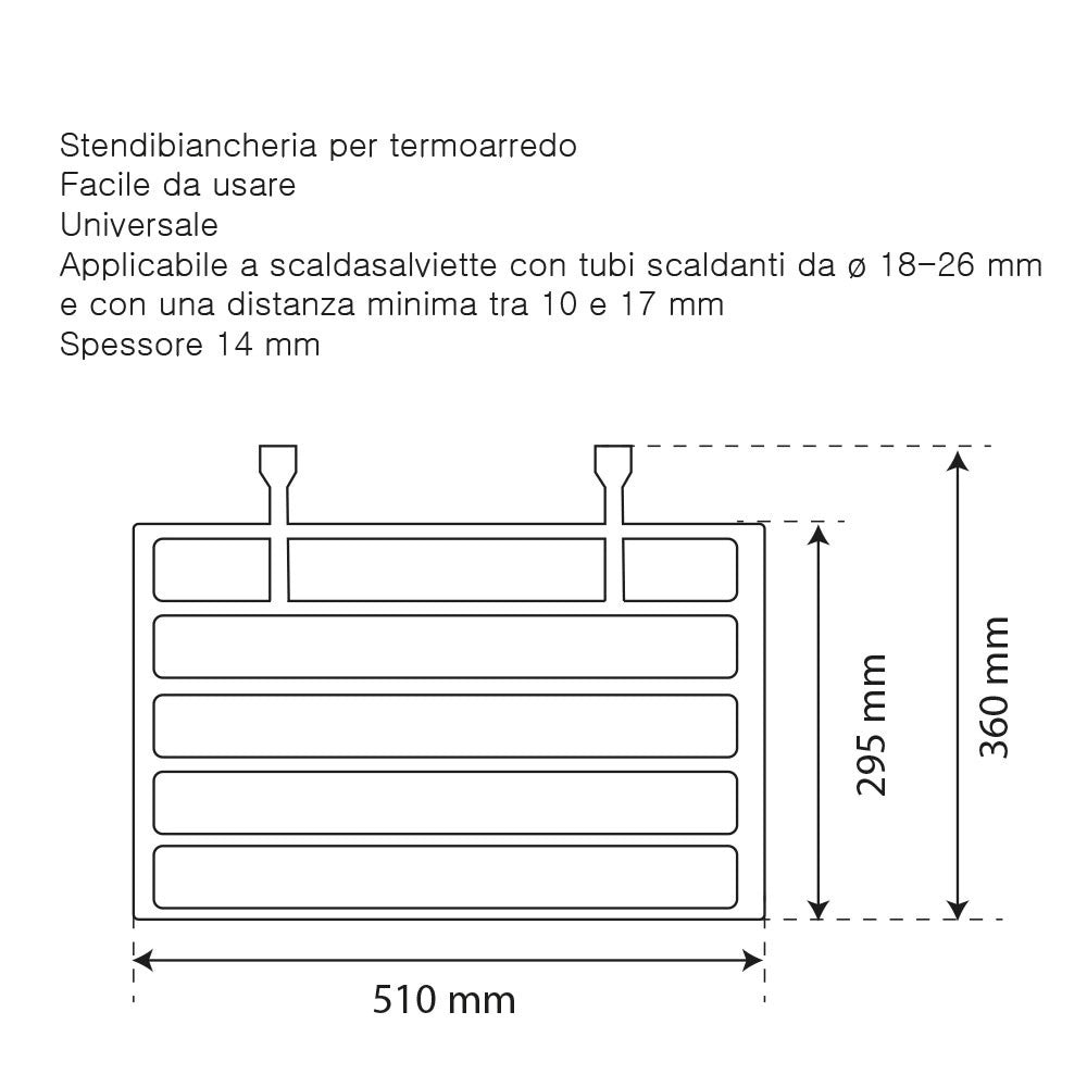 Stendibiancheria termoarredo universale in plastica bianca rigida set 2 pezzi