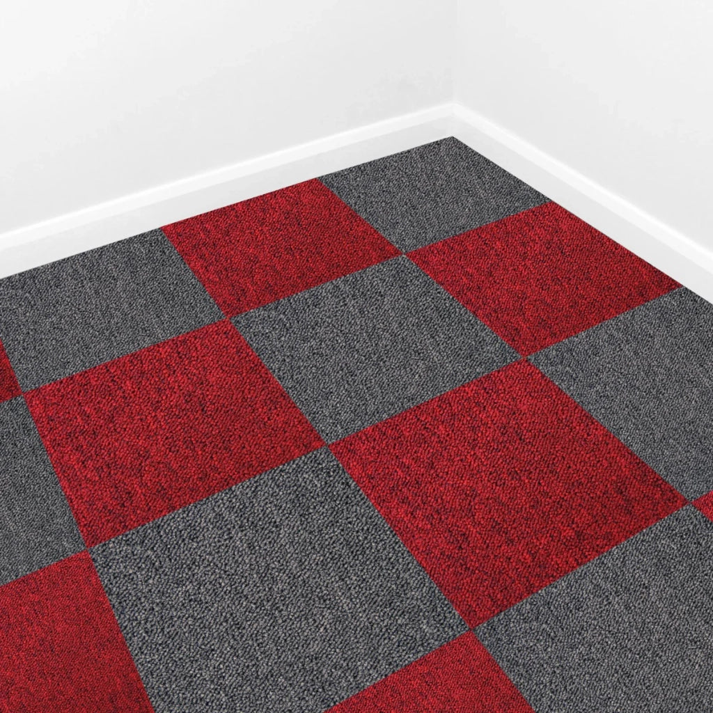 20 Quadrotte di Moquette 50x50cm Colore Rosso Scarlatto 5mq Dure per Casa Uffici