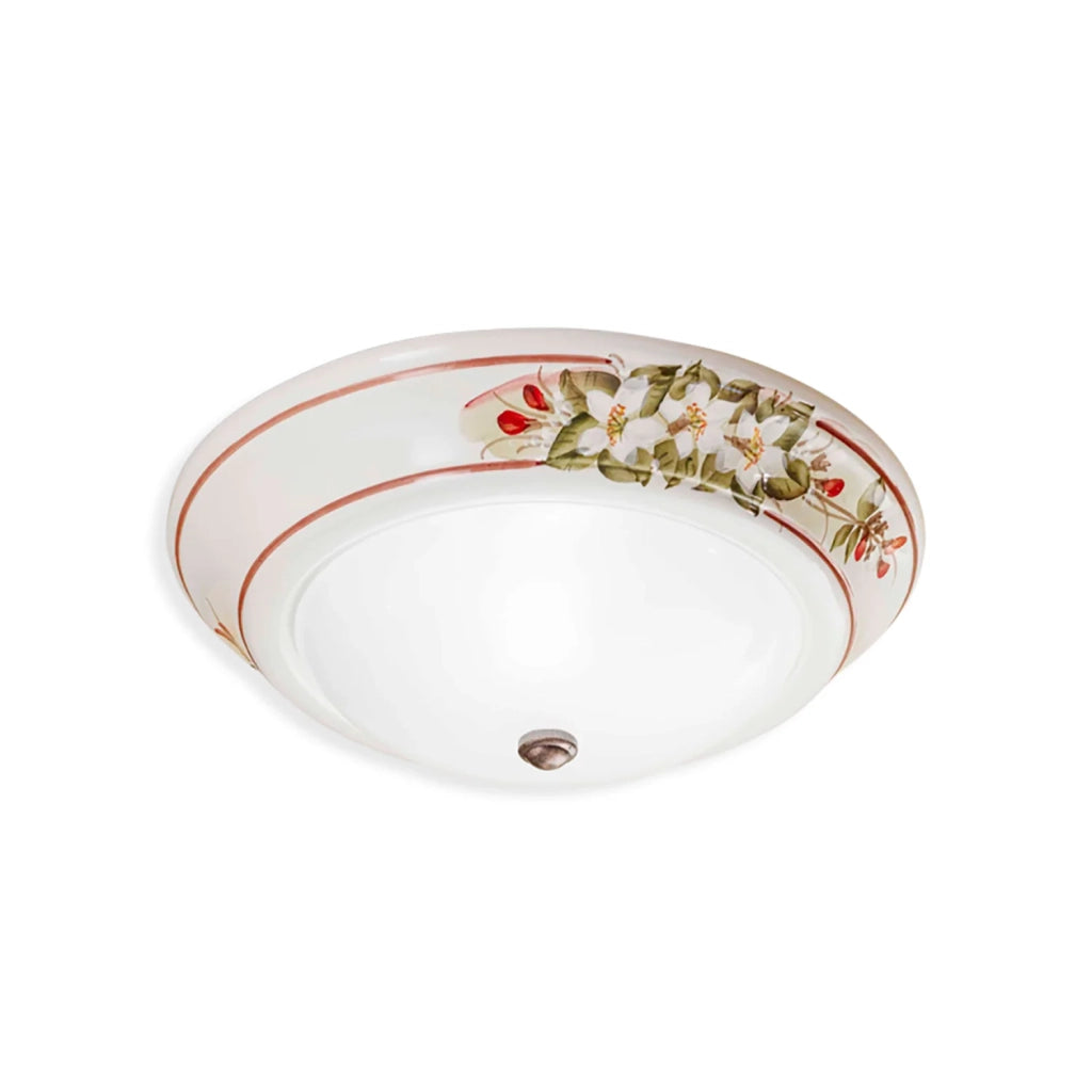 Plafoniera Classica Capua Ceramica E Ottone Satinato Decorato 1 Luce E27