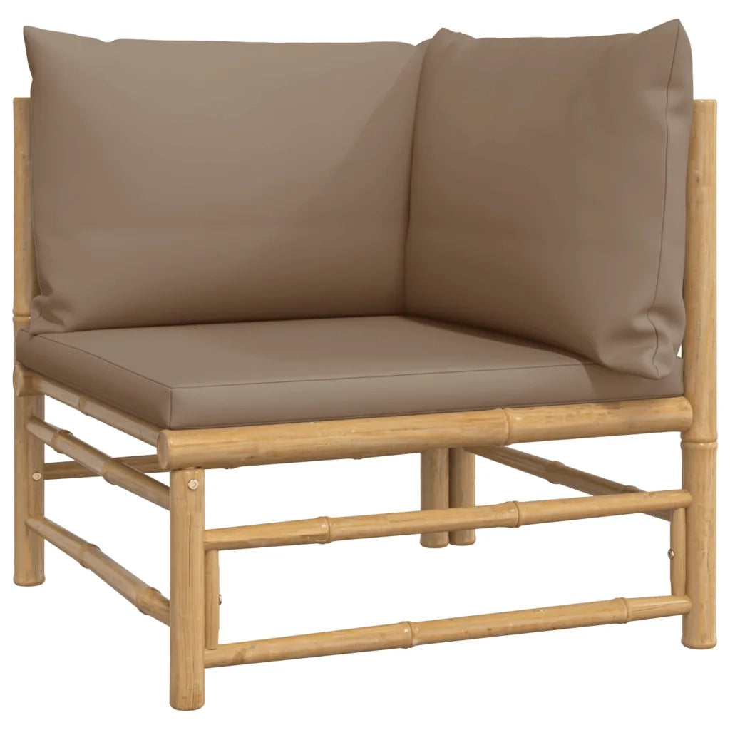 Set Salotto da Giardino 12pz con Cuscini Tortora Bambù 3155131