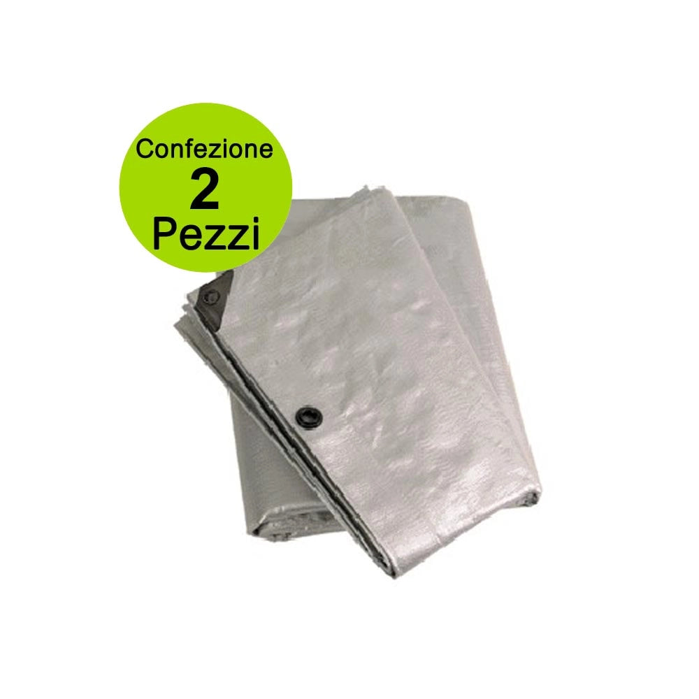 Multipack 2 pezzi telone occhiellato grigio 200 gr modello e metri 8x10