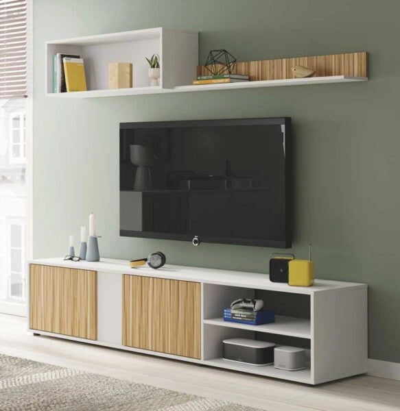 Mobile TV Ecco 180 cm – Base e Pensile, Design Moderno e Funzionale