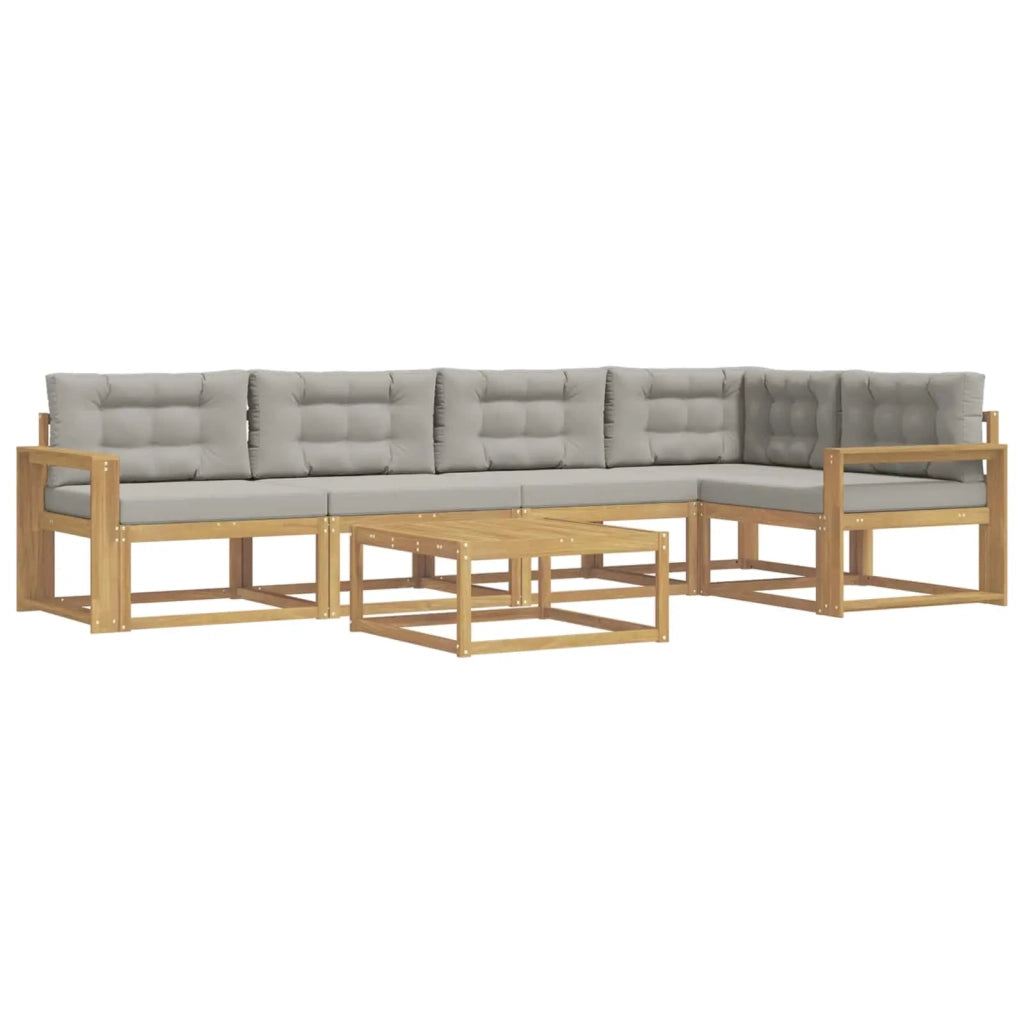 Set di divani da esterno 6 pz Bianco e Grigio Chiaro Poliestere 3386485
