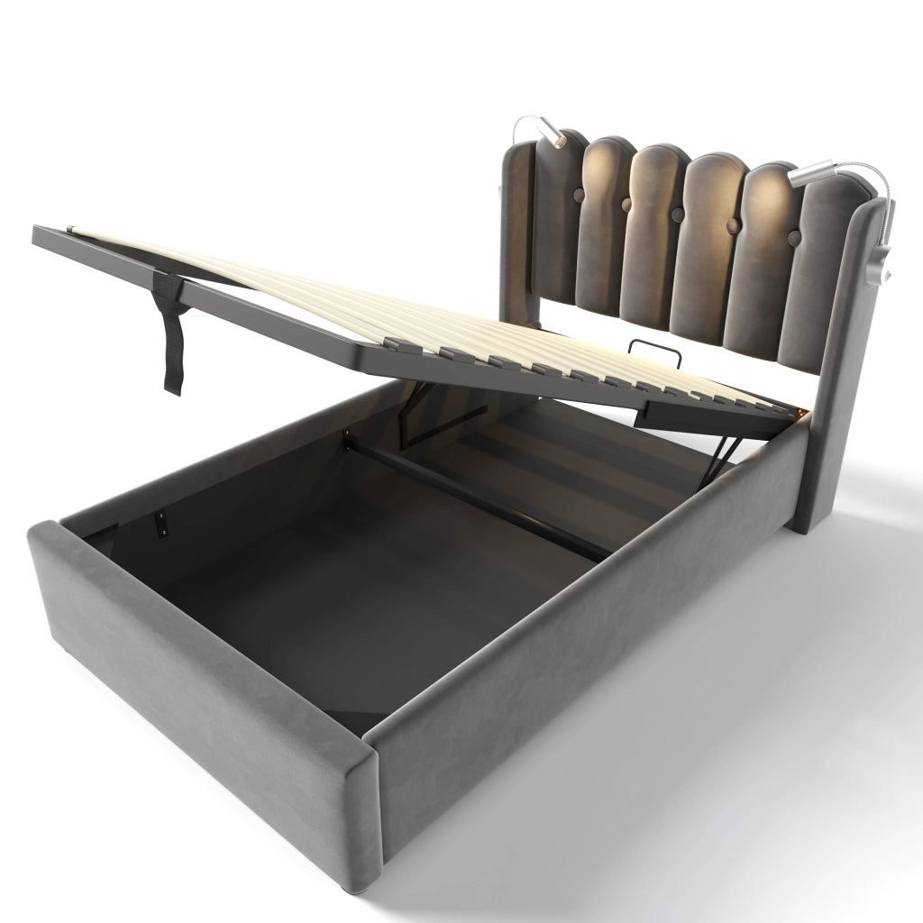 Letto singolo in velluto grigio 90x200 cm