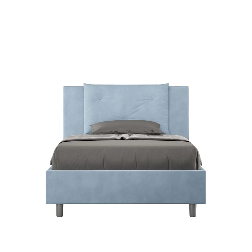 Letto Singolo 90x200 cm con Rete e Contenitore Appia Azzurro