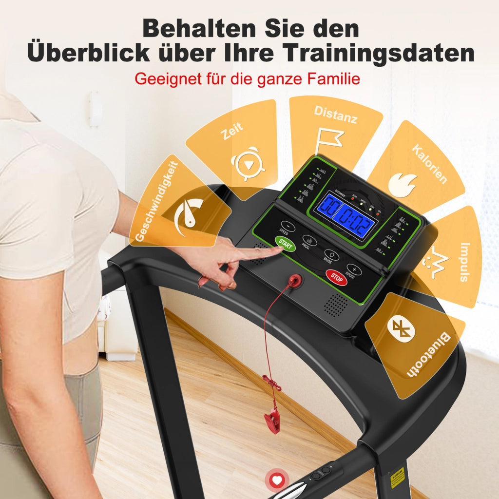 Tapis Roulant Elettrico Compatto per Casa e Ufficio, fino a 12 km/h, con Display LED, Supporto per App e Tablet