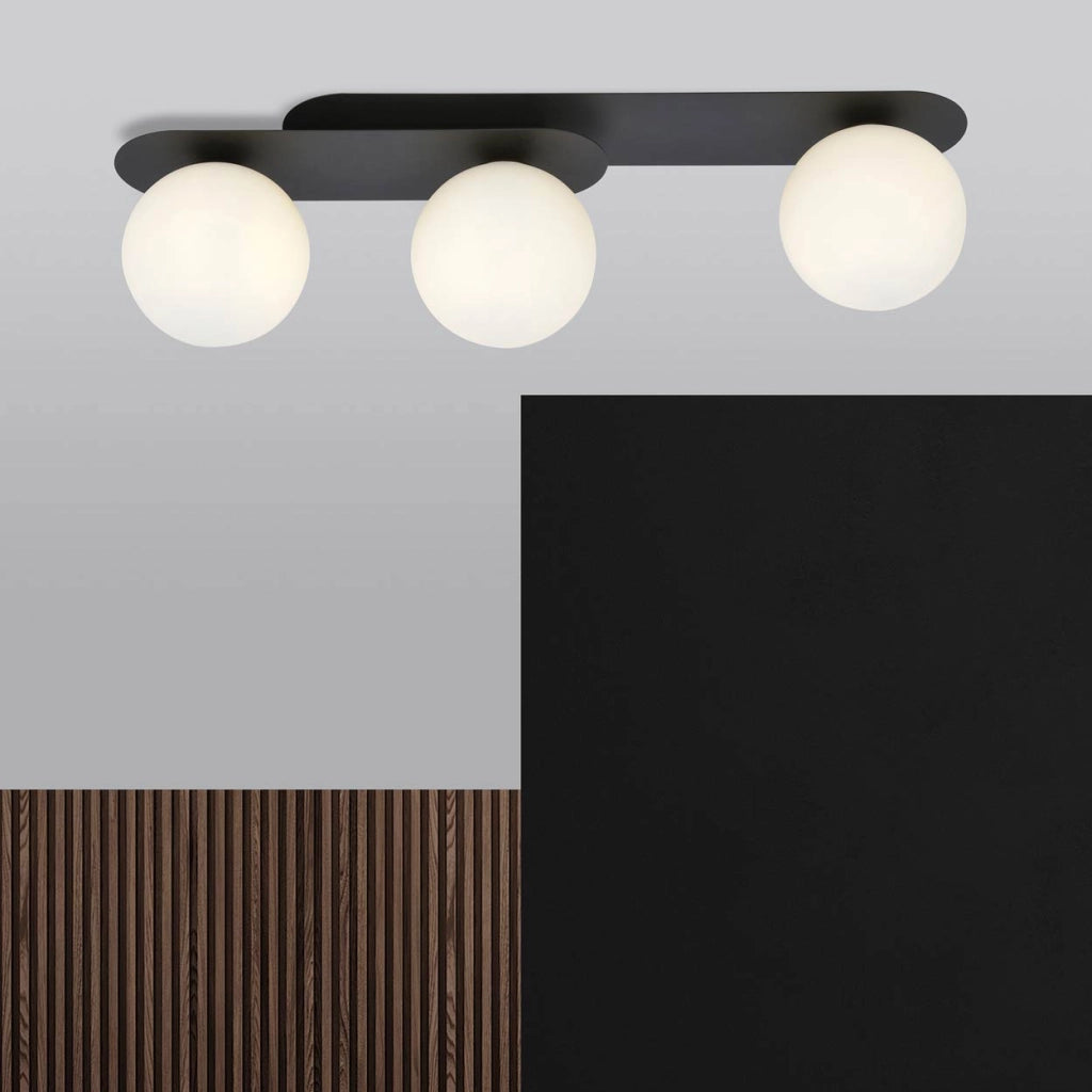 Plafoniera Emibig Plaza 3 luci 3xE14 metallo nero/opal