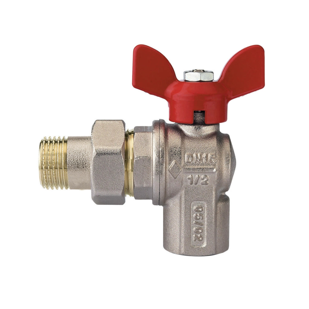 VALVOLA A SFERA A SQUADRA PER COLLETTORI CON FARFALLA ALLUMINIO ROSSA- 3/4  DN 20- RB- pezzi 1