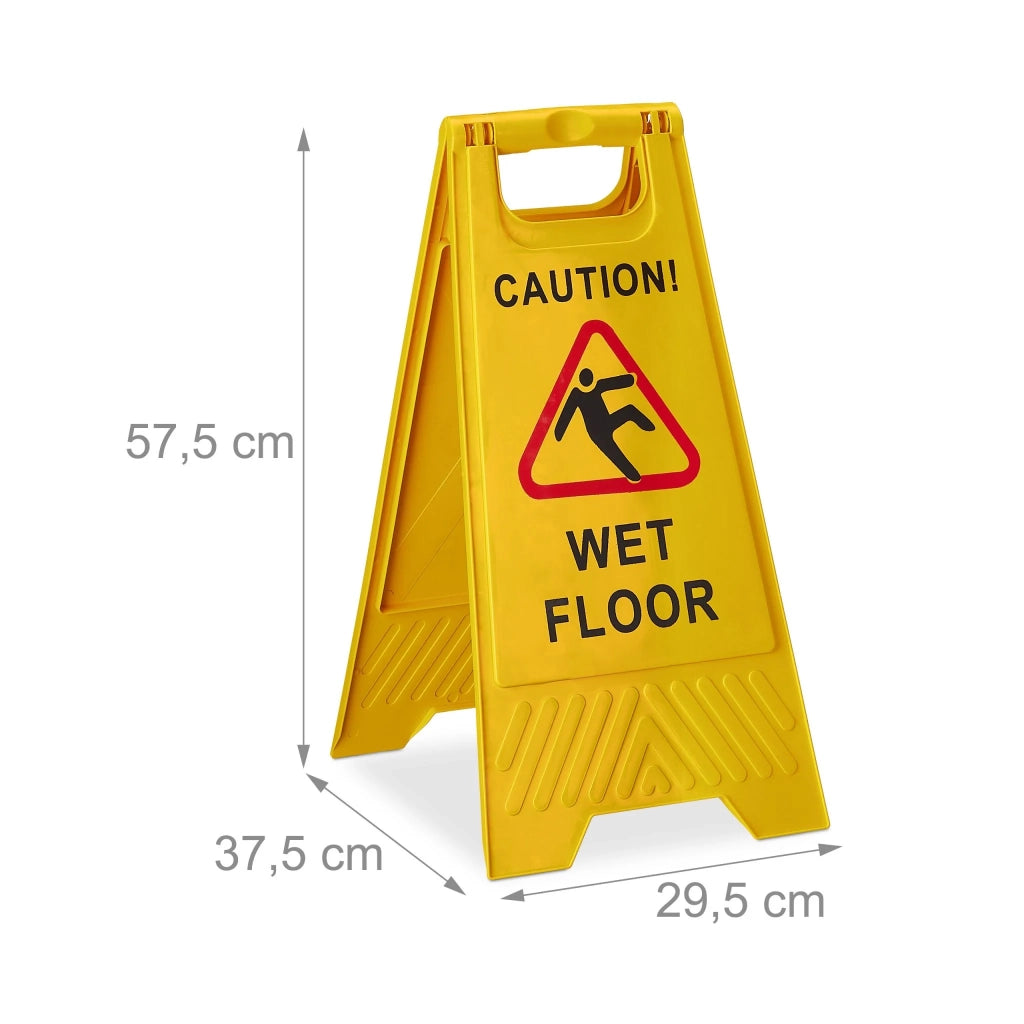 Pannello di avvertimento per pavimento scivoloso pieghevole per hotel e uffici 57,5 x 29,5 x 37,5 cm in plastica gialla 13_0004737