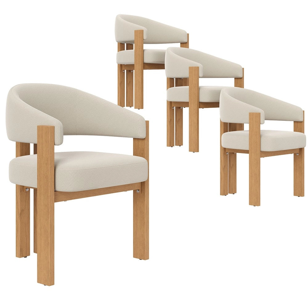Set 4 Sedie da Pranzo ¨C Minimal ¨C Imbottite, Gambe Metallo Effetto Legno, per Sala Soggiorno Cucina