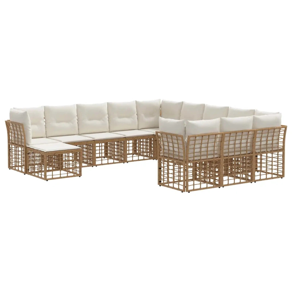 Set di divani da esterno 12 pz Naturale e Bianco Crema 3437630