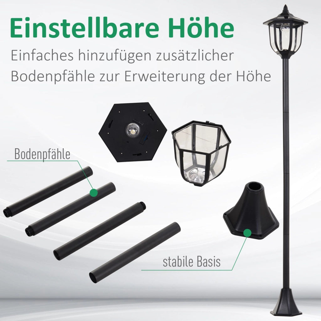 Lanterna Solare LED da Giardino ¨C Xylo ¨C Plastica Nera 177cm per Esterno e Interno