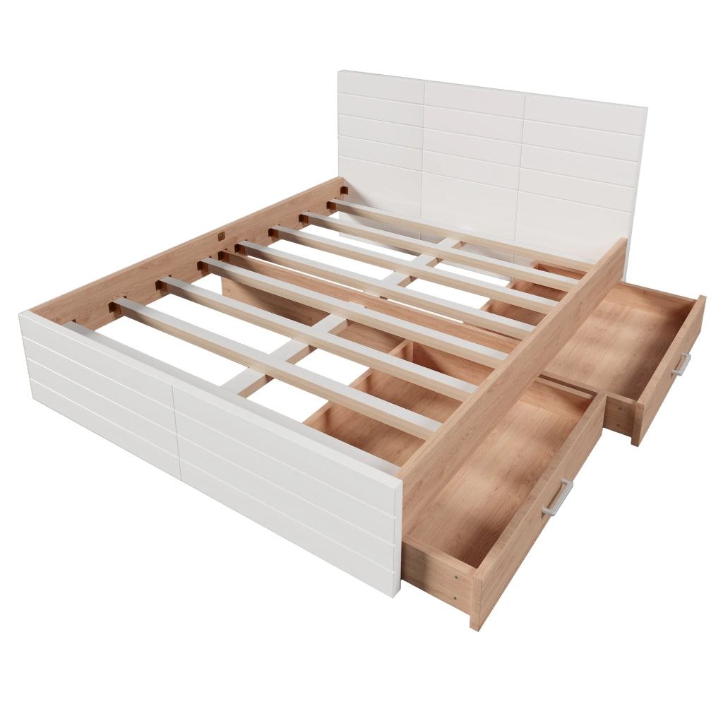 Letto matrimoniale 140 × 200 cm con 2 cassetti e materasso