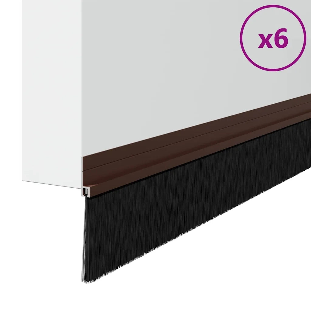 Spazzole per porte autoadesive 6 pcs Marrone 100 cm 42019419