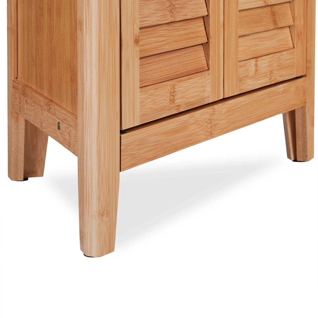 Praktischer Eckschrank Aufbewahrung Badezimmer Küche 50 x 30 x 70 cm aus natürlichem Bambus 13_0013902