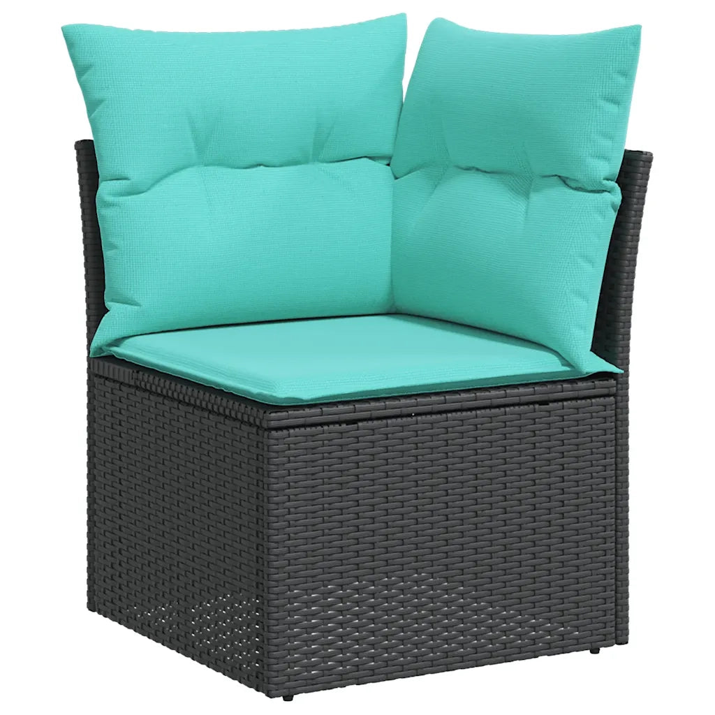 Set Divani da Giardino 6 pz con Cuscini Nero in Polyrattan 3255966