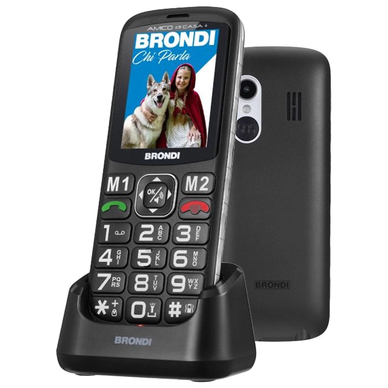 Brondi amico di casa+ (nero) - telefono cellulare senior - BROAMICODICASA+BK