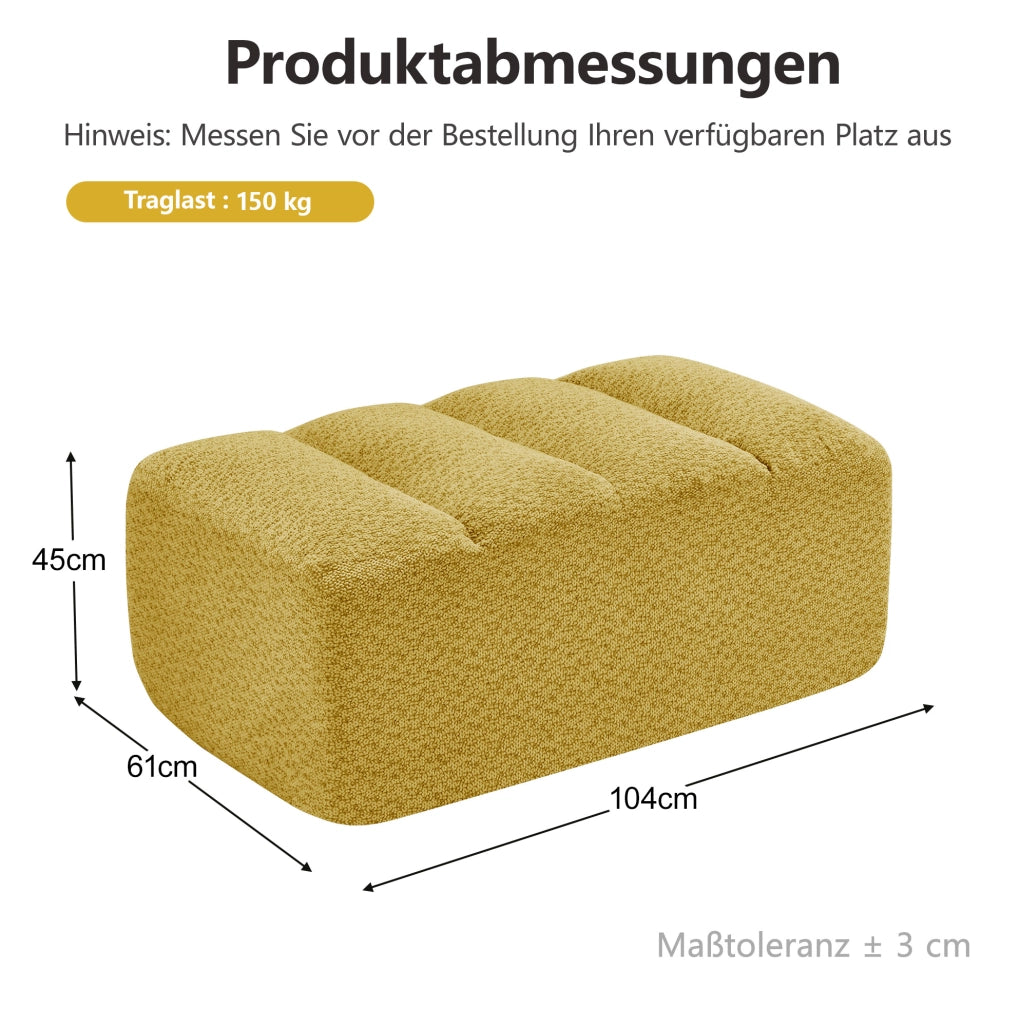 Divano modulare senza struttura con pouf giallo