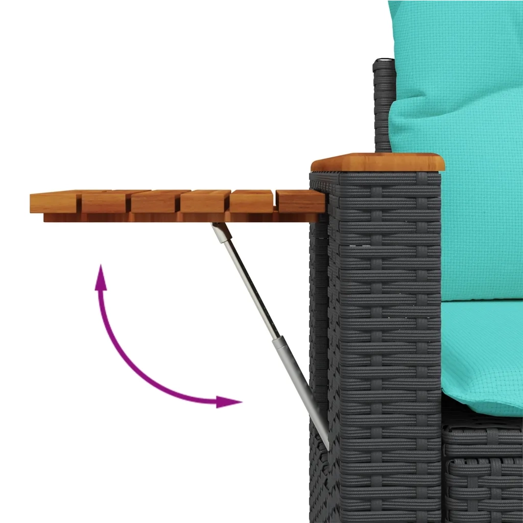 Set Divani da Giardino 5 pz con Cuscini Nero in Polyrattan 3226785