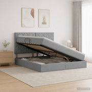 Letto con contenitore e materasso Grigio Chiaro 160 x 200 cm 3459576
