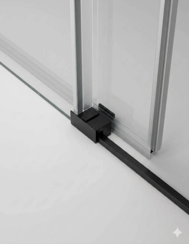 Box doccia THALASSA (BASIC) 1+1 con lato fisso laterale 155x120 cm Nero vetro trasparente
