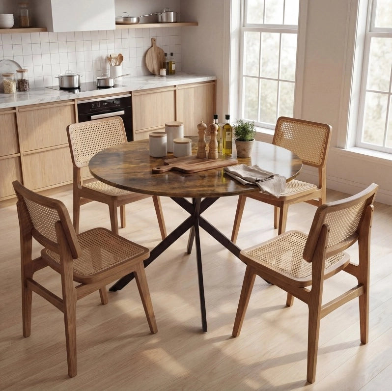 Tavolo da pranzo rotondo industriale Ø100 cm marrone rustico