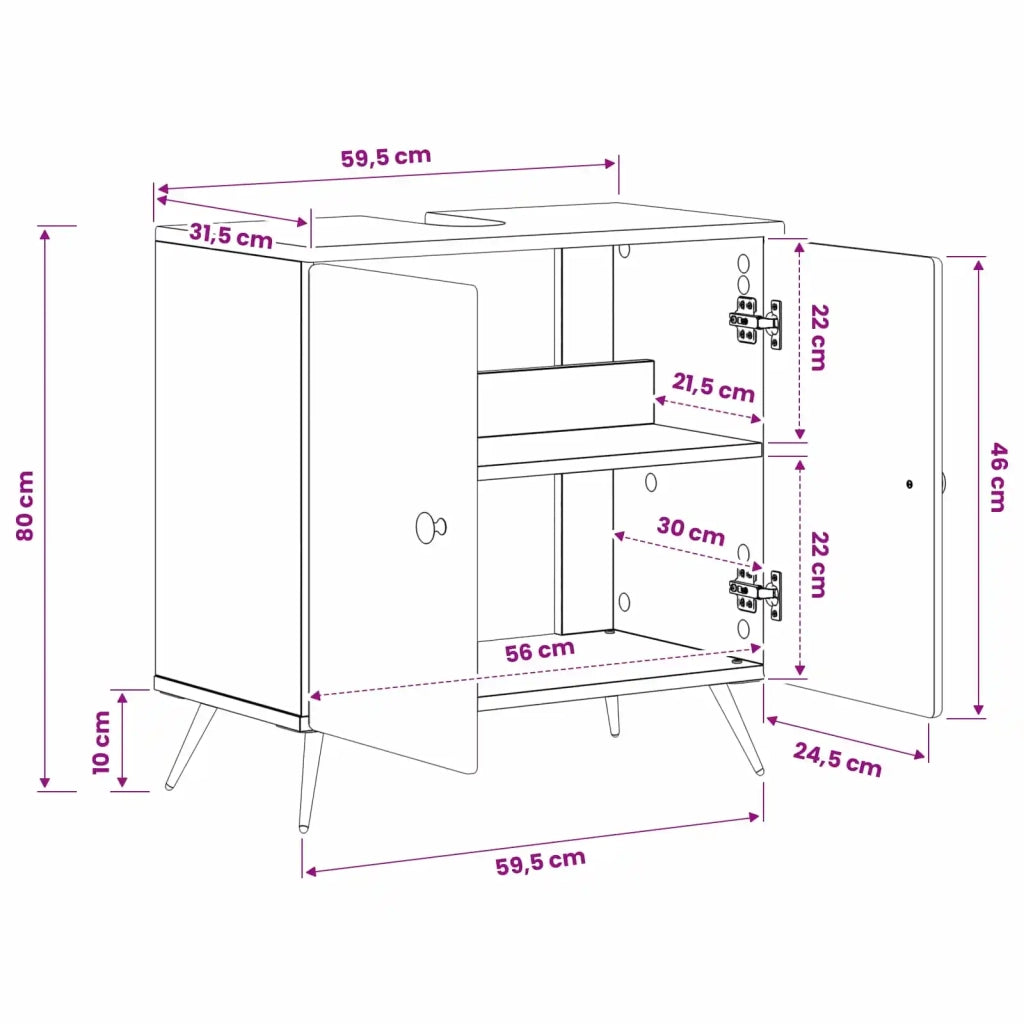 Armadio per Lavabo da Bagno BREDA Grigio Cemento 897448