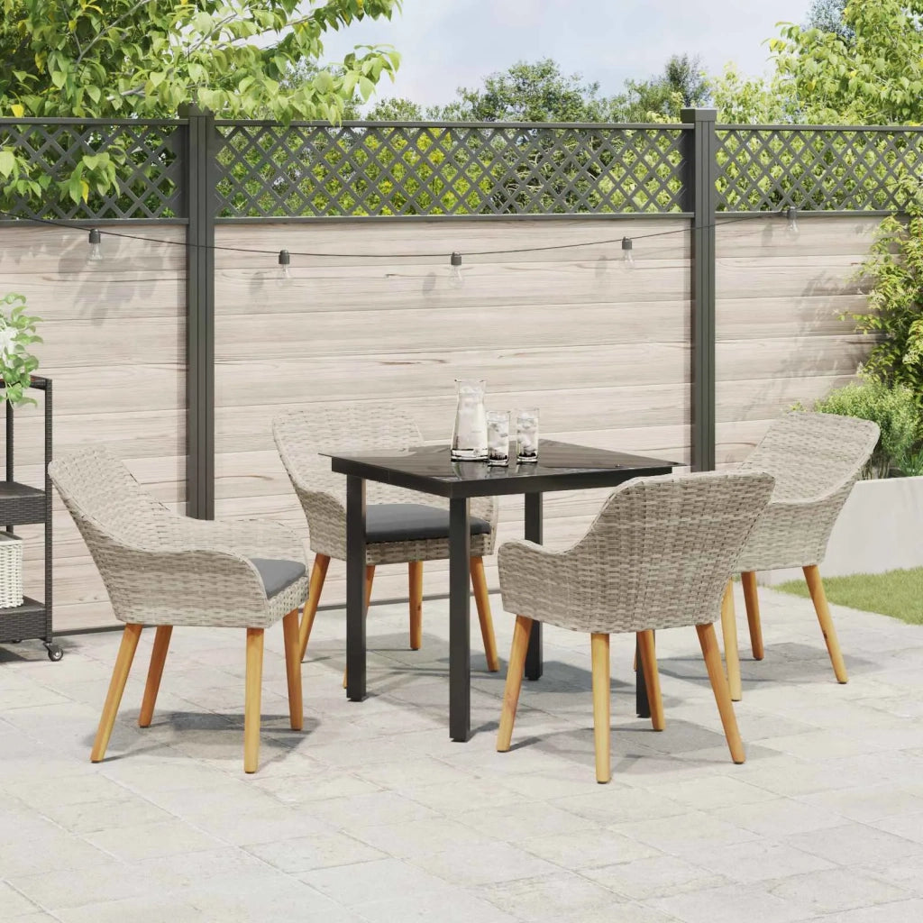 Set da Pranzo per Giardino 5 pcs Grigio chiaro polyrattan