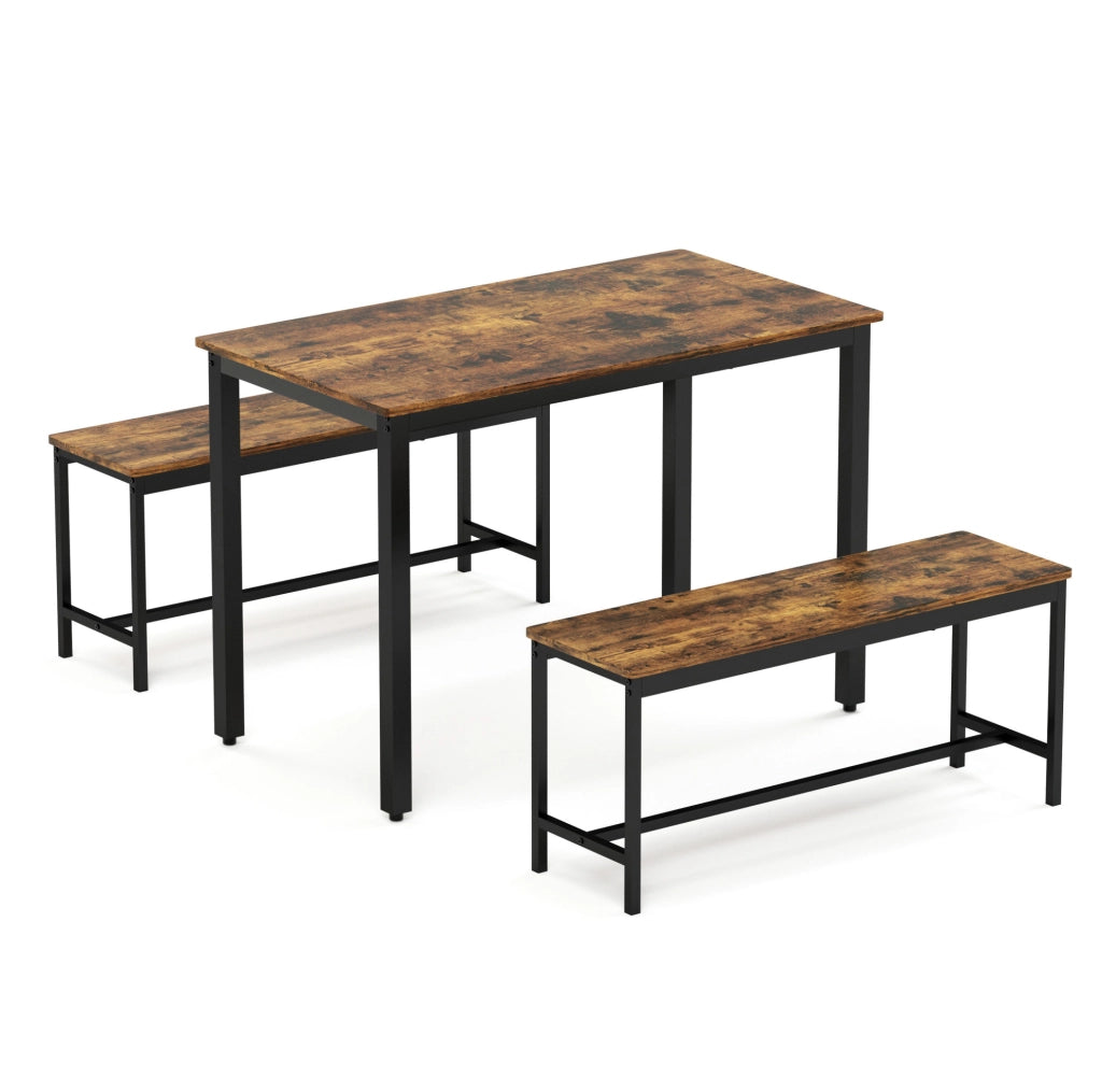 TAVOLO Set da pranzo 110 x 60 x 75 cm Rustico Marrone e Nero per 4 persone