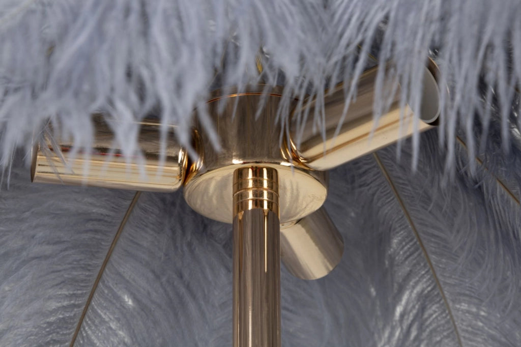 Lampada da Terra Palm Grigia Ø55x160 cm in Ferro e Plastica Oro e Grigio