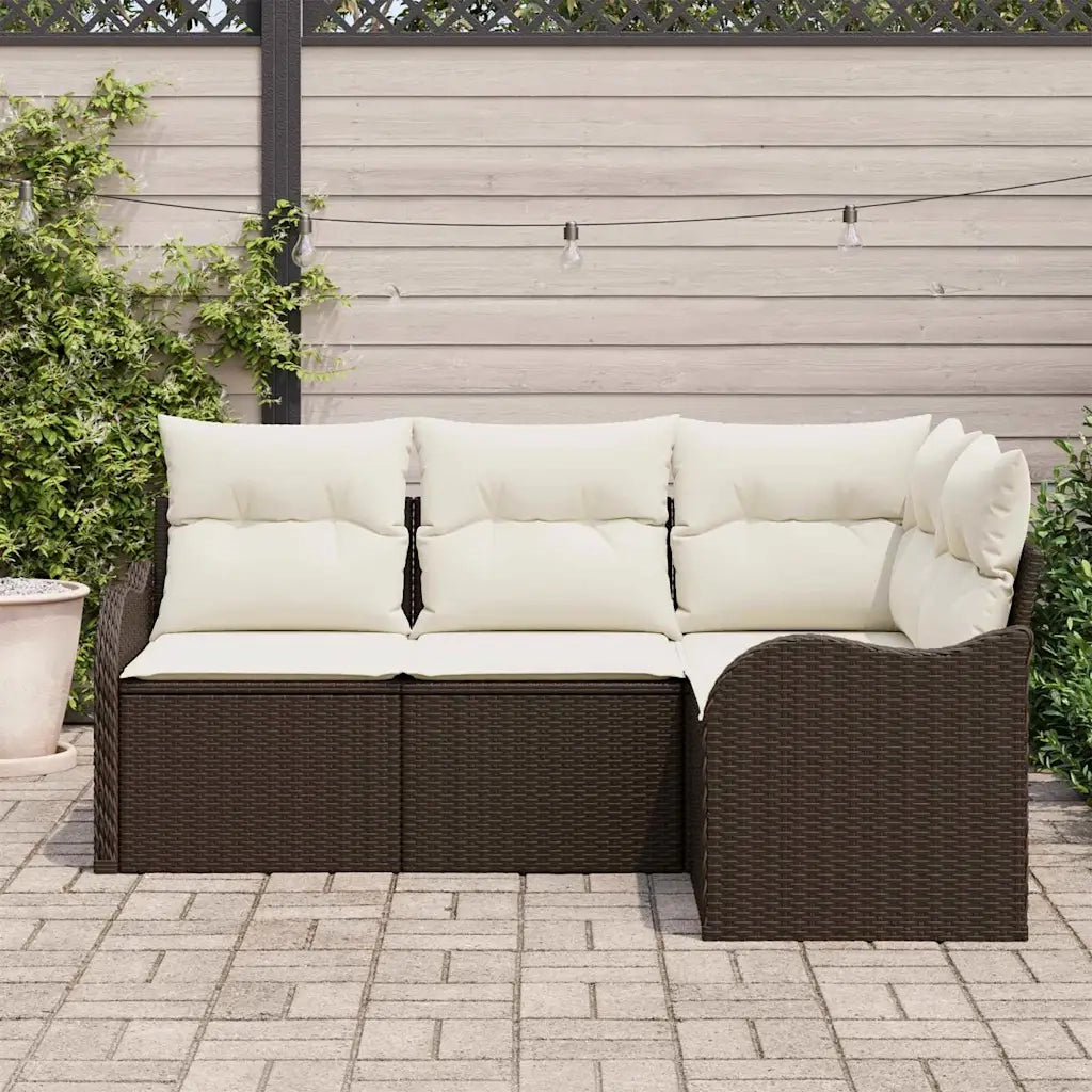 Set Divano da Giardino 4 pcs Marrone polyrattan