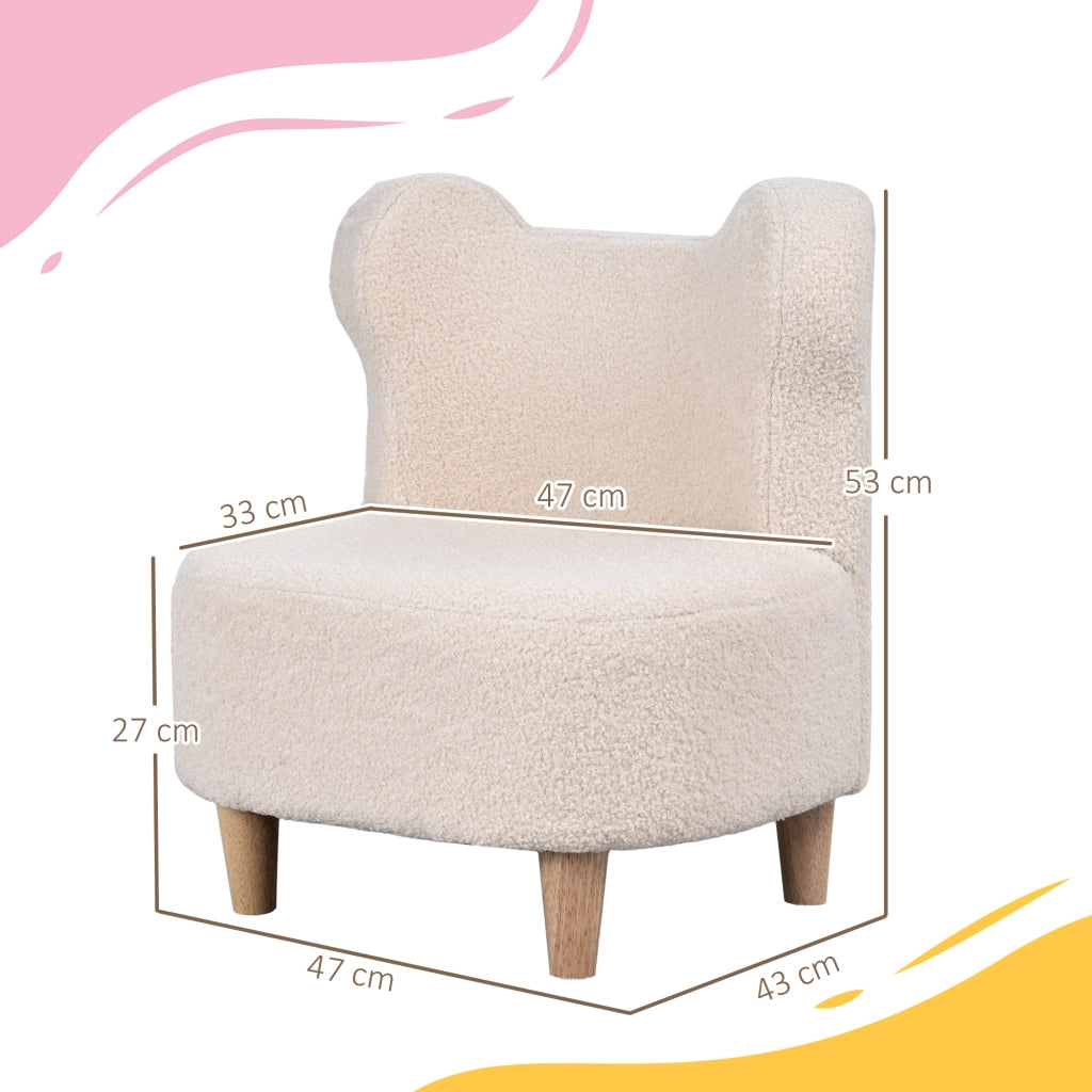 Poltrona bambini con orecchie da orso ¨C Xylo ¨C tessuto peluche beige