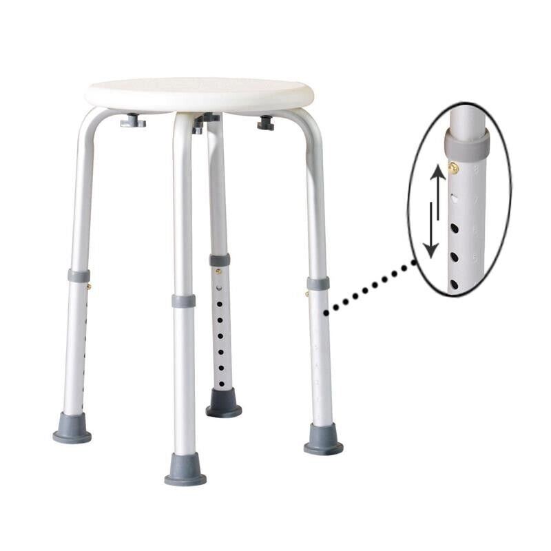 SGABELLO PER DOCCIA BAGNO ALTEZZA REGOLABILE ANTISCIVOLO, BIANCO