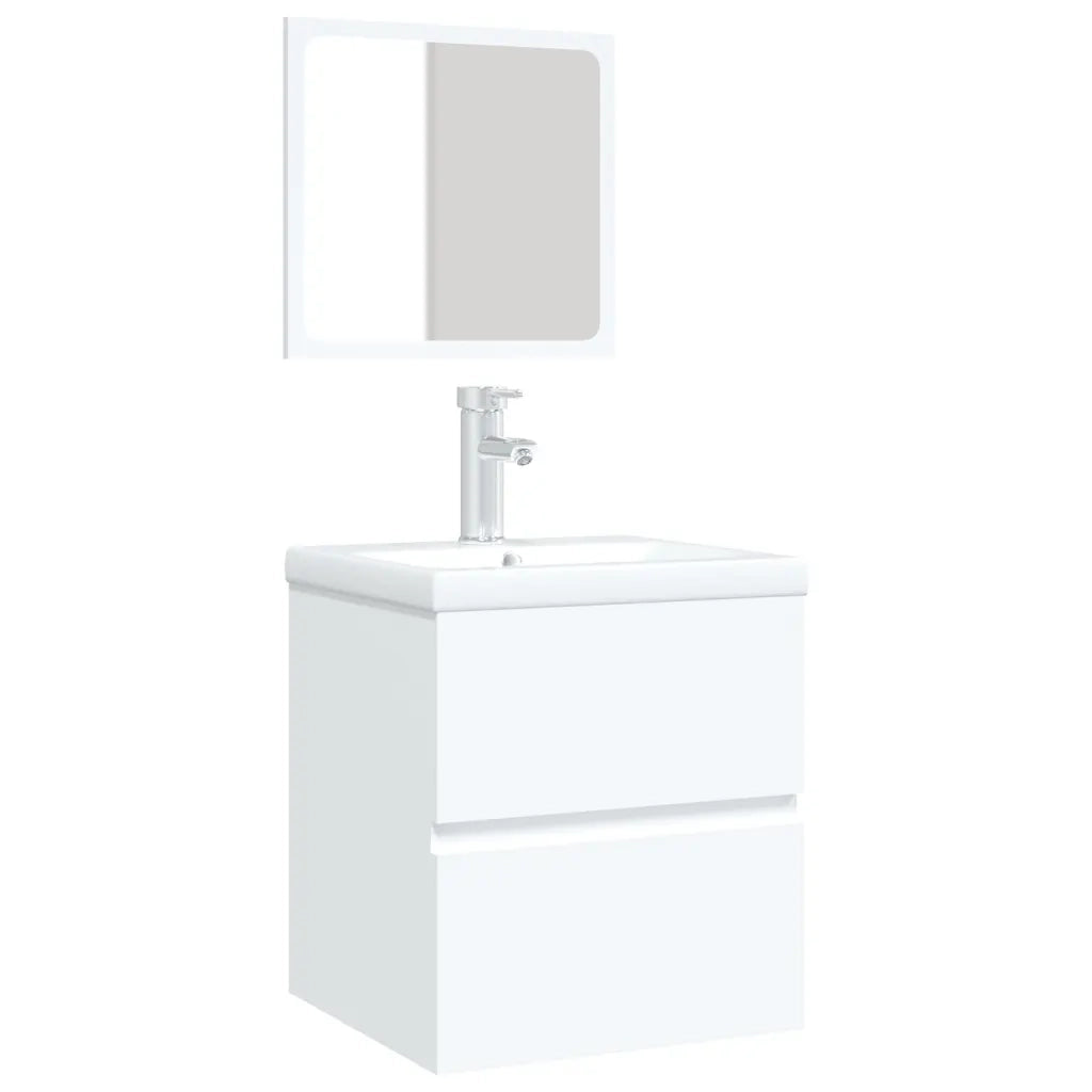 Mobile da Bagno con Lavabo | Armadio Lavabo e Specchio Bianco