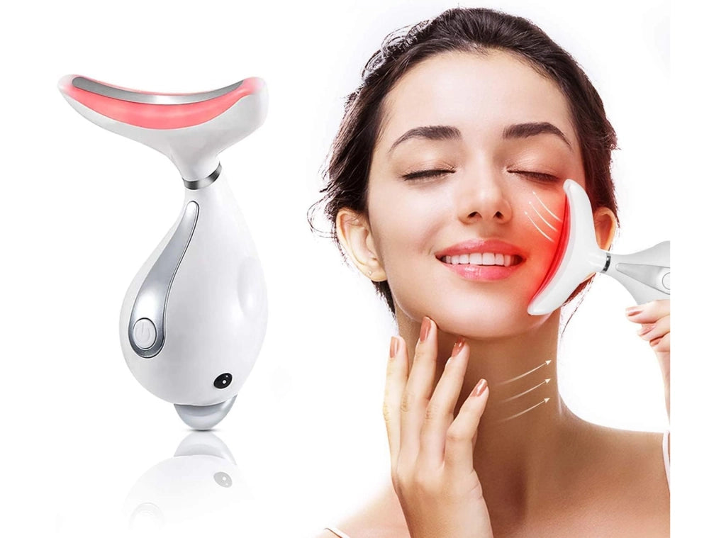 Massaggiatore Viso Sonico PELCAS a LED Dispositivo Rassodante e Tonificante Con Microcorrente Calore Magnetico a 45°C 3 Modalità Effetto Lifting Occhi Collo e Viso Anti Età e Antirughe Ricaricabile USB