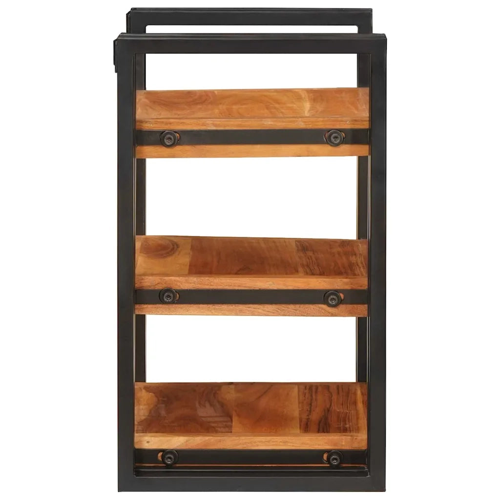 Comodino Marrone e Nero Legno Massello di Acacia 4016734