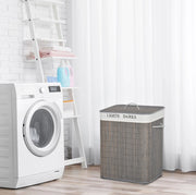 CONTENITORE PORTABIANCHERIA 100 L con 2 scomparti bambù grigio