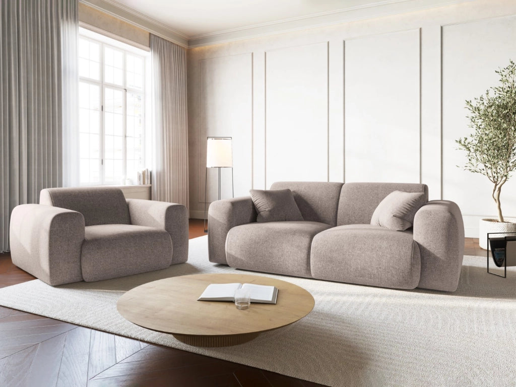 Cosmopolitan Design - Divano "Nolio" 2 posti in ciniglia beige 