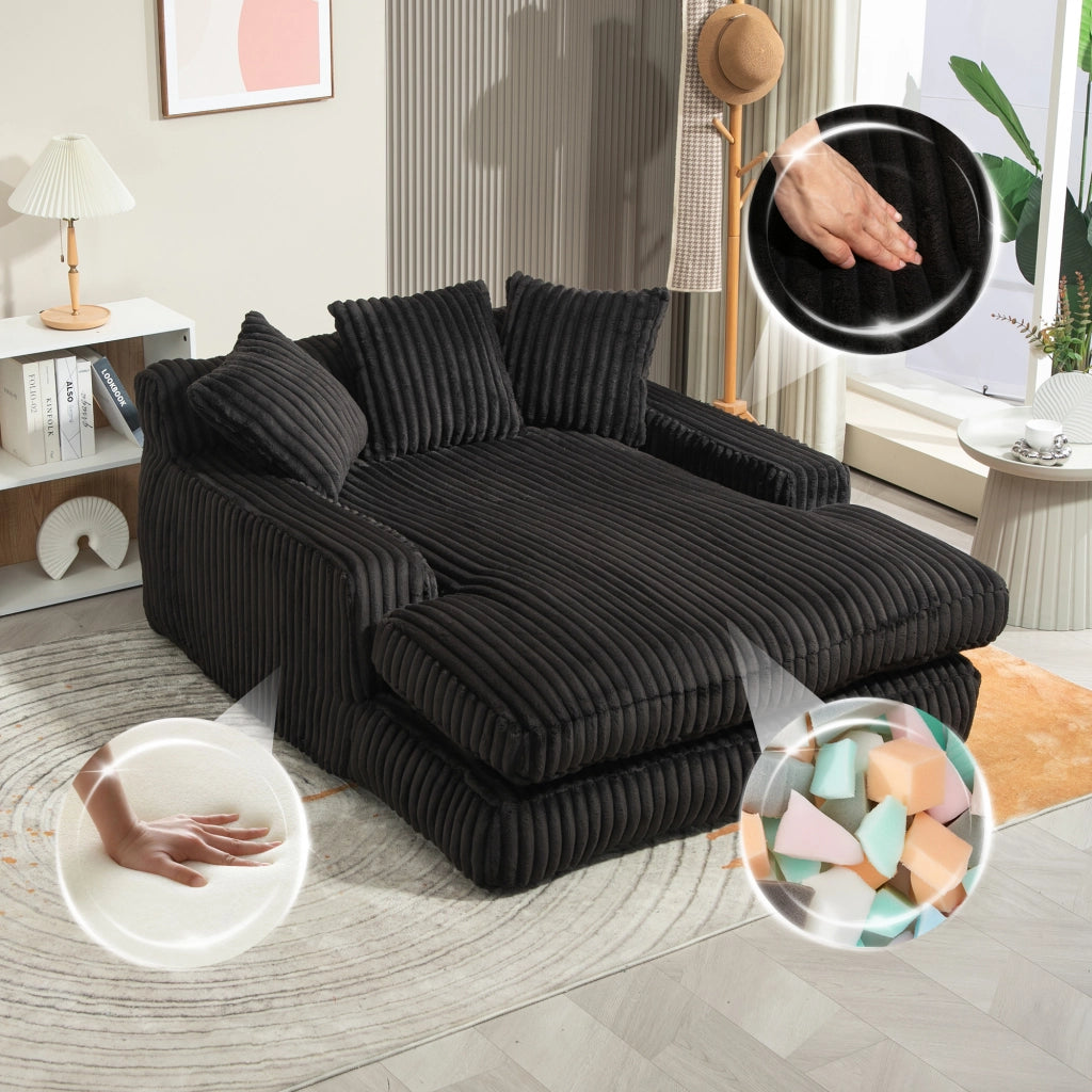 Divano Letto Singolo Cloud Couch ¨C MINIMAL ¨C Velluto a Coste Nero con Cuscini